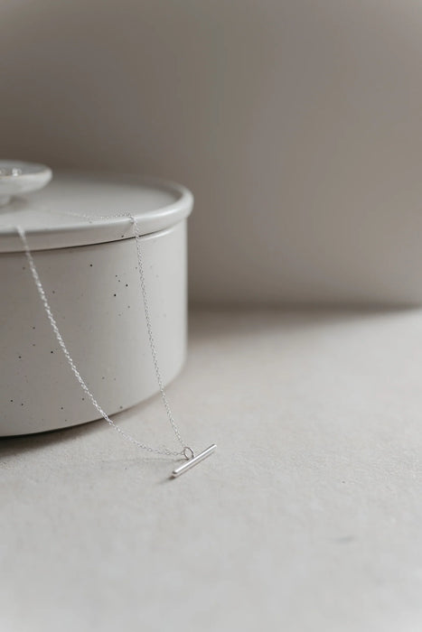 Sterling silver minimal bar necklace