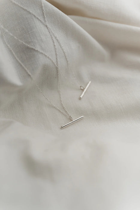 Sterling silver minimal bar necklace