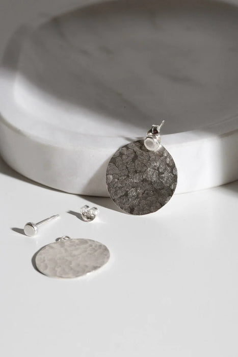 Sterling silver hammered disc ear jackets