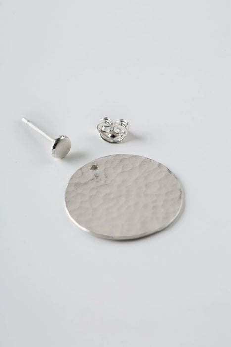 Sterling silver hammered disc ear jackets