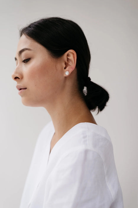 Sterling silver mini molten stud earrings